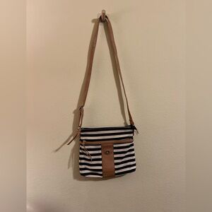 Ladies Casual Navy/Cream Nautical Crossbody Zip Closure Purse/Tote